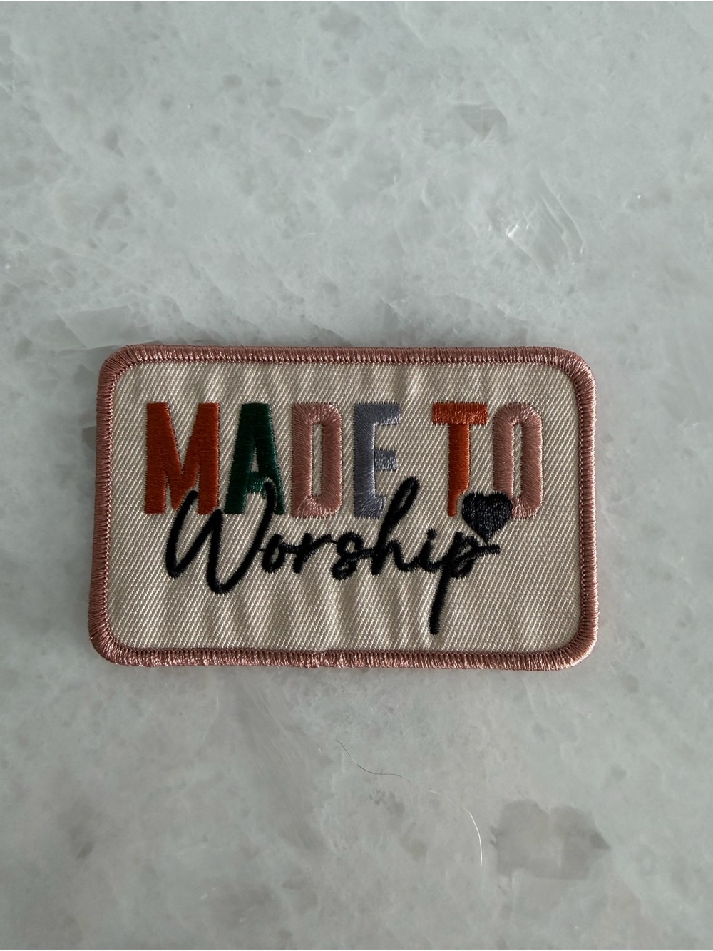 Made To Worship Embroidered Patch - Pink Trim
